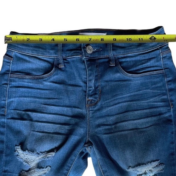 PACSUN Los Angeles Distressed Denim Jeggings Size 25 Fading Button Zip Fly - Picture 7 of 12